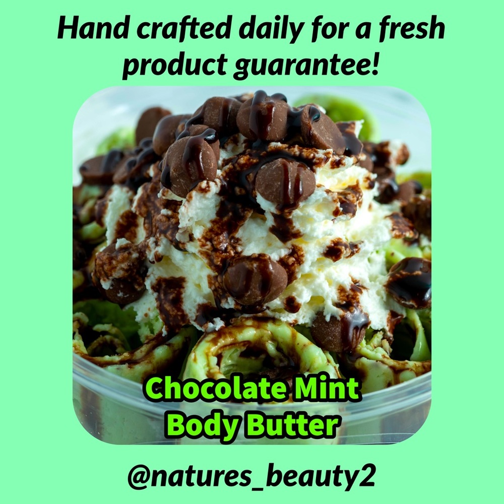 Chocolate mint skin repairing whipped body butter artisan crafted